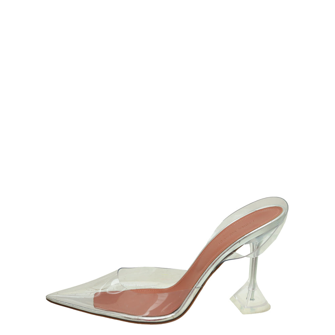 Amina Muaddi Clear Holli Glass Slingback 95 Pumps 40.5