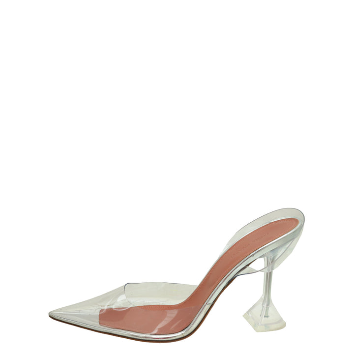 Amina Muaddi Clear Holli Glass Slingback 95 Pumps 40.5