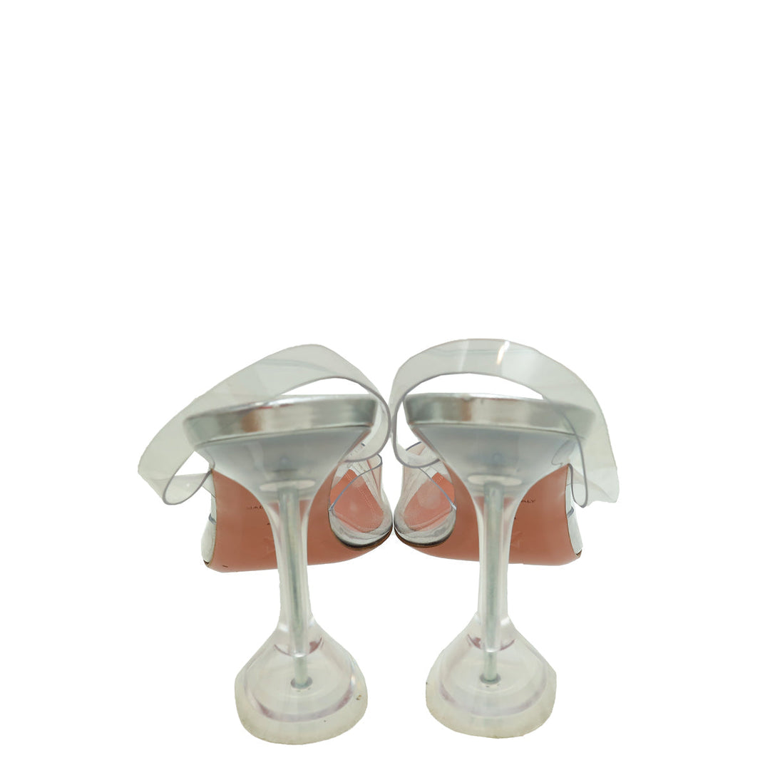 Amina Muaddi Clear Holli Glass Slingback 95 Pumps 40.5
