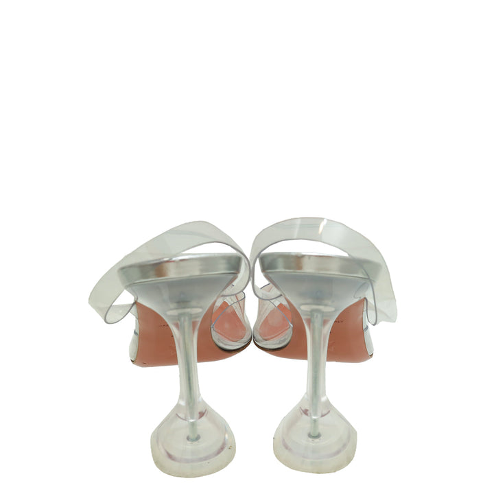 Amina Muaddi Clear Holli Glass Slingback 95 Pumps 40.5
