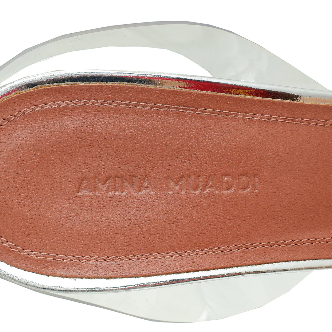 Amina Muaddi Clear Holli Glass Slingback 95 Pumps 40.5