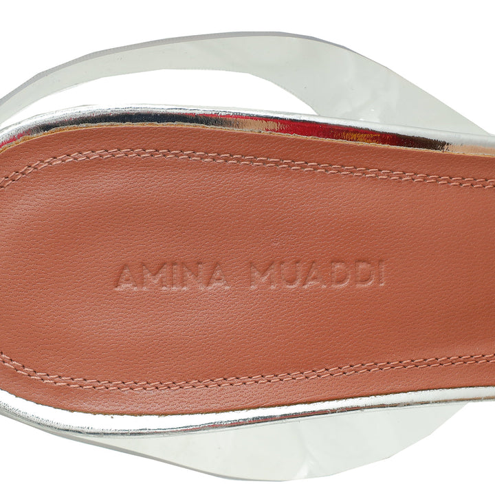 Amina Muaddi Clear Holli Glass Slingback 95 Pumps 40.5