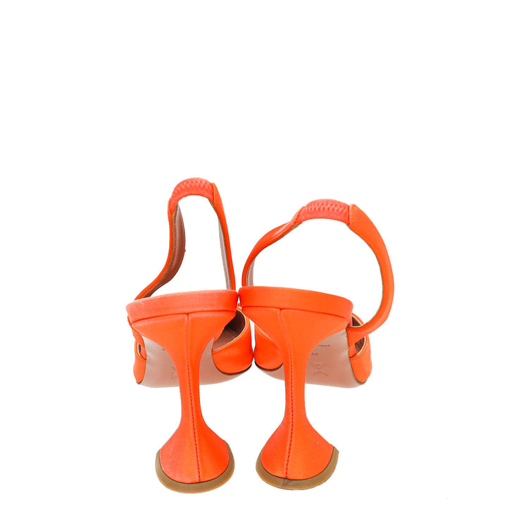 Amina Muaddi Orange Satin Crystal Begum Slingback Pumps 40
