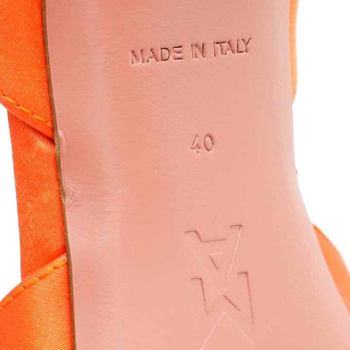 Amina Muaddi Orange Satin Crystal Begum Slingback Pumps 40
