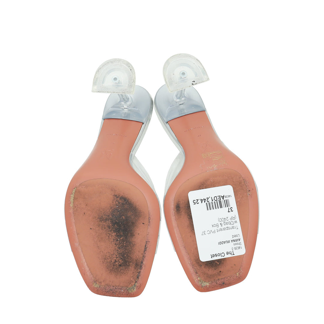 Amina Muaddi Transparent PVC Lupita Glass 170 Sandal 37