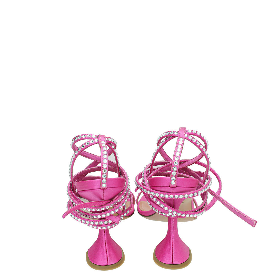 Amina Muaddi Fuchsia Crystal Vita Sandals 37