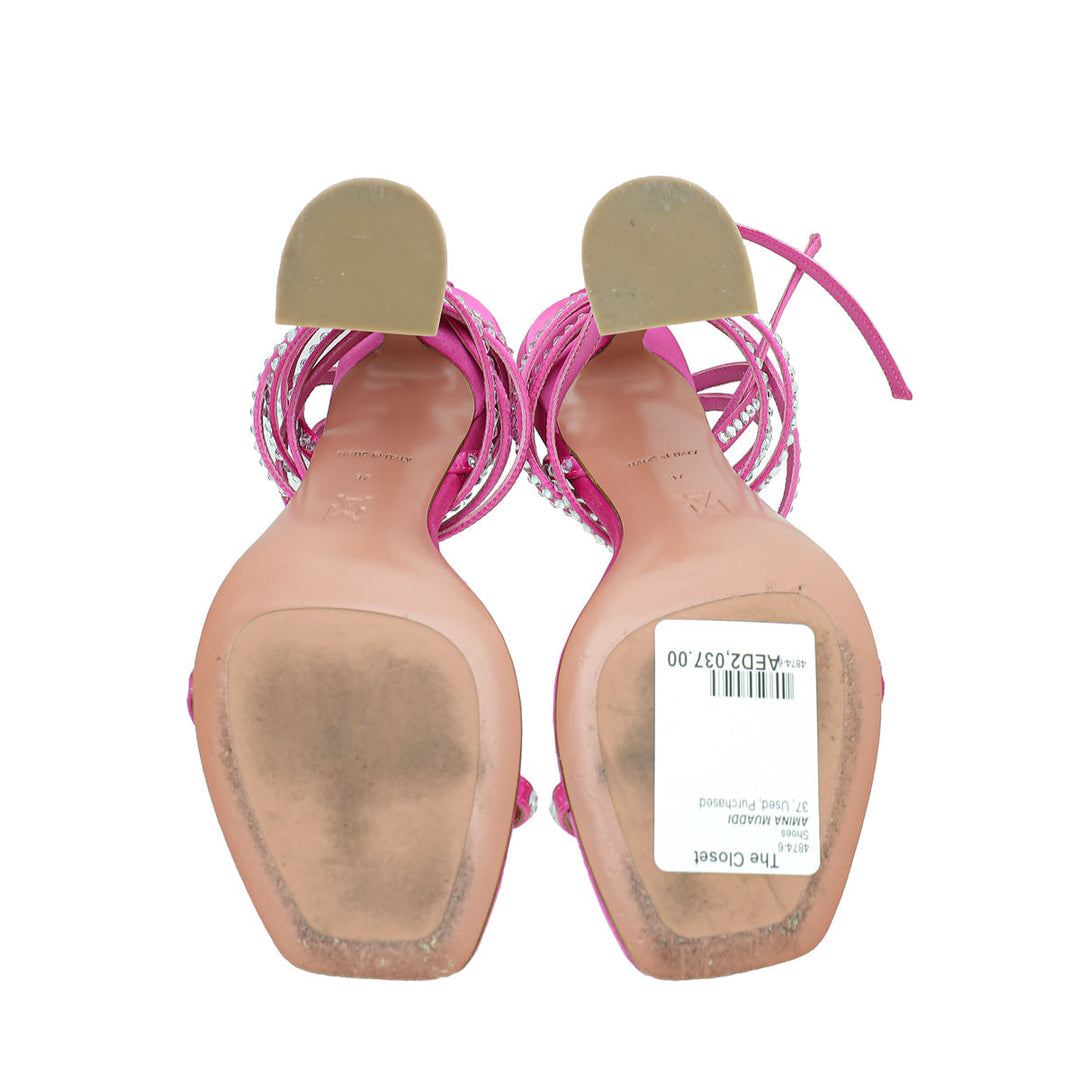 Amina Muaddi Fuchsia Crystal Vita Sandals 37
