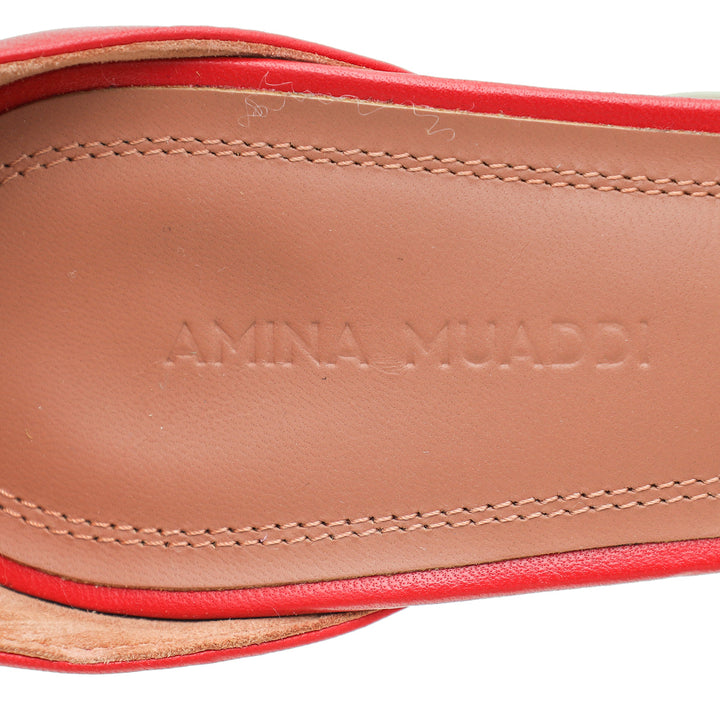 Amina Muaddi Red Daisy Sandals 37
