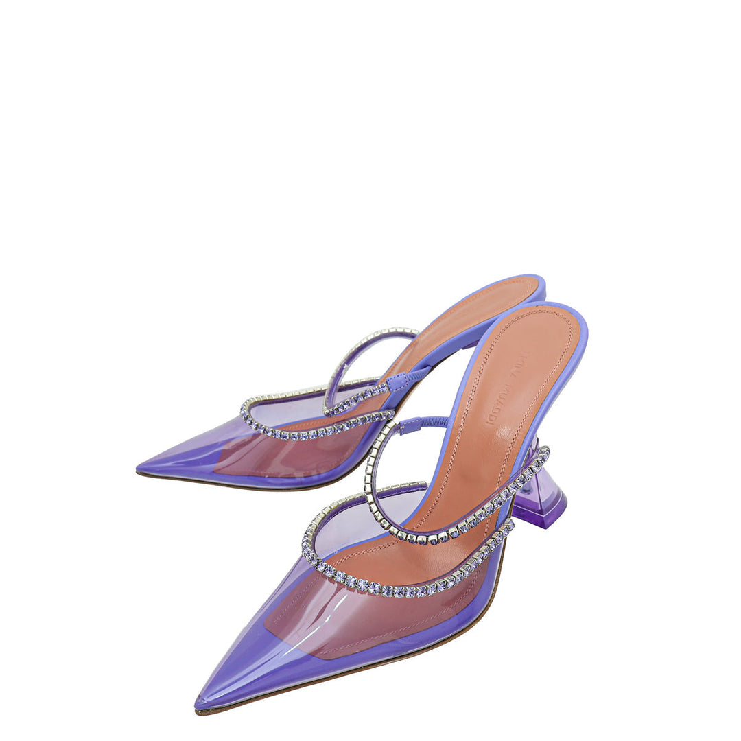 Amina Muaddi Lilac Gilda Crystal Glass Mule 37