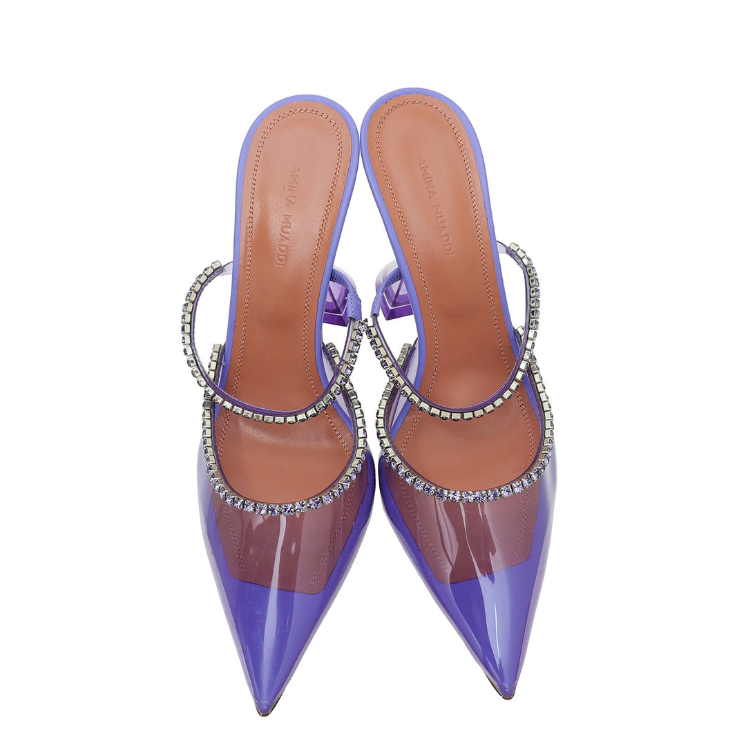Amina Muaddi Lilac Gilda Crystal Glass Mule 37