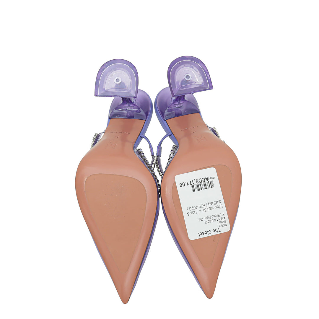 Amina Muaddi Lilac Gilda Crystal Glass Mule 37