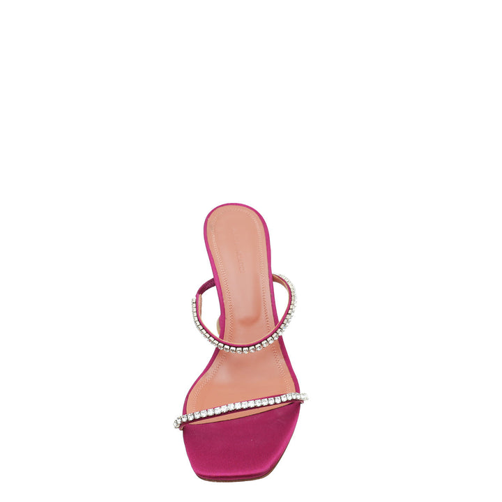Amina Muaddi Violet Satin Gilda Crystal Sandal 38.5