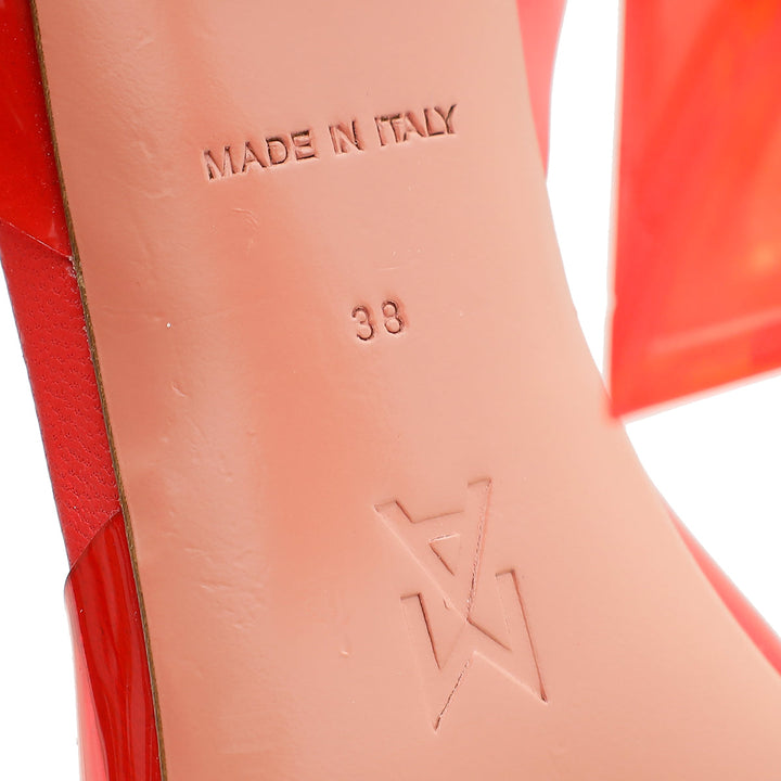Amina Muaddi Red Rosie Glass Crystal Bow PVC Pump 38