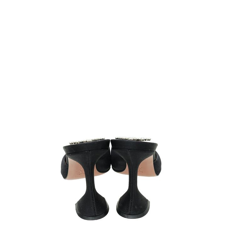 Amina Muaddi Black Satin Begum Mules 39