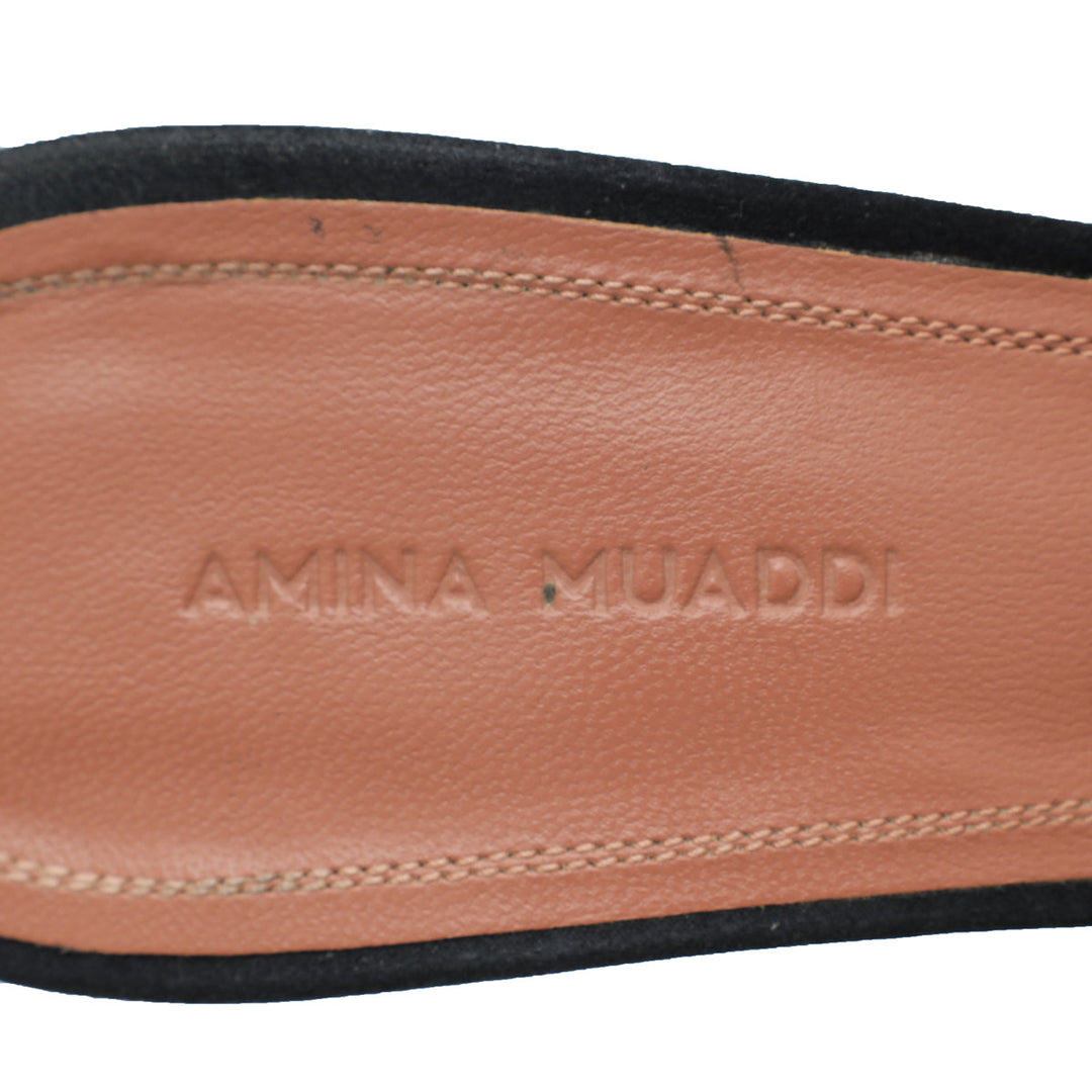 Amina Muaddi Black Satin Begum Mules 39