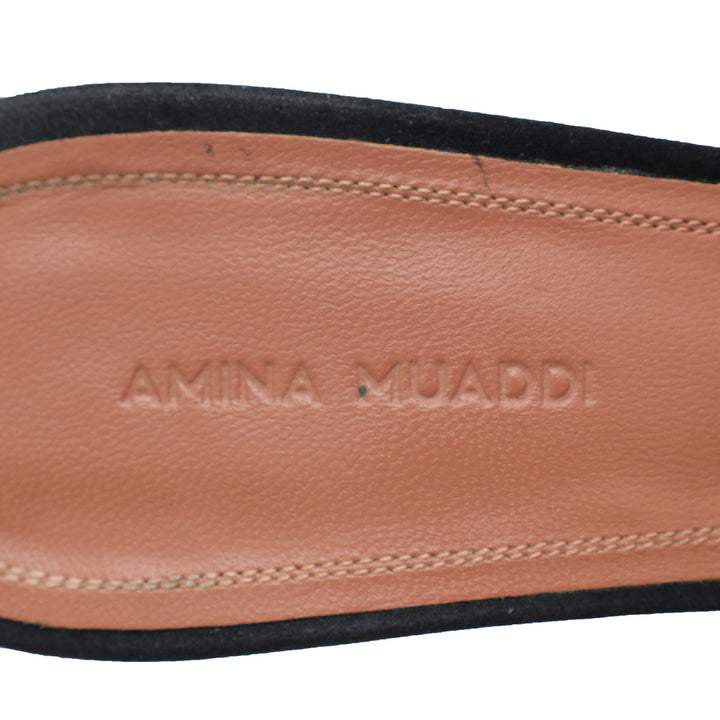 Amina Muaddi Black Satin Begum Mules 39