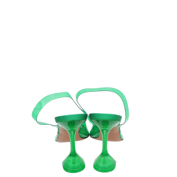 Amina Muaddi Green PVC Crystal Begum Slingback Pumps 40