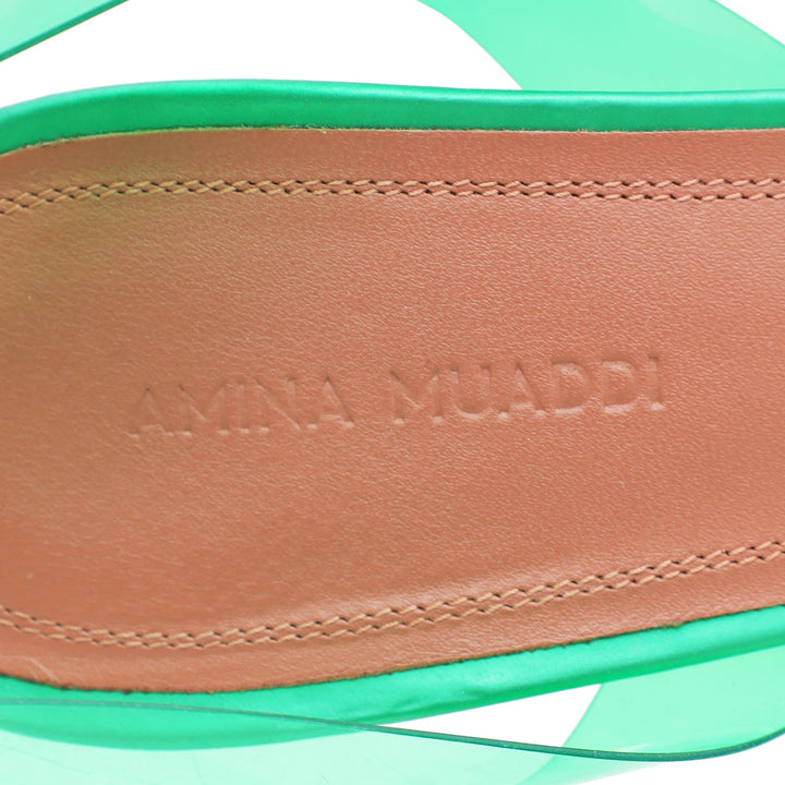 Amina Muaddi Green PVC Crystal Begum Slingback Pumps 40