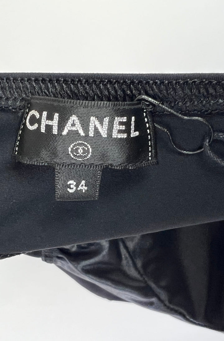 Top Quality Chanel 21M Black Swim Top with Crystal CC Pearl Detail Size FR 34 (UK 6)