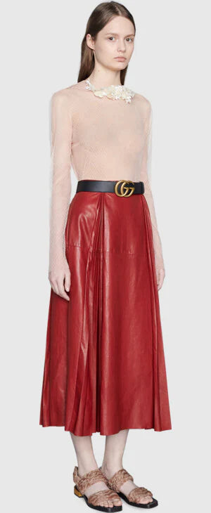 Gucci GG 2015 Re edition Marmont Black Wide Leather Belt with Gold Buckle (RRP £380)