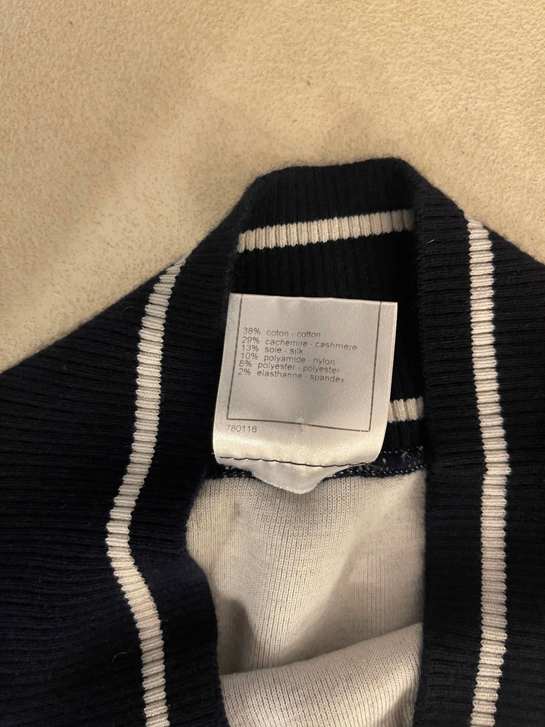 *HOT* Top Quality Chanel Airline Collection Navy Cashmere Jumper and Mini Skirt Set with Silver Logo Airplane Appliqu√©s Size FR 38 (UK 10)