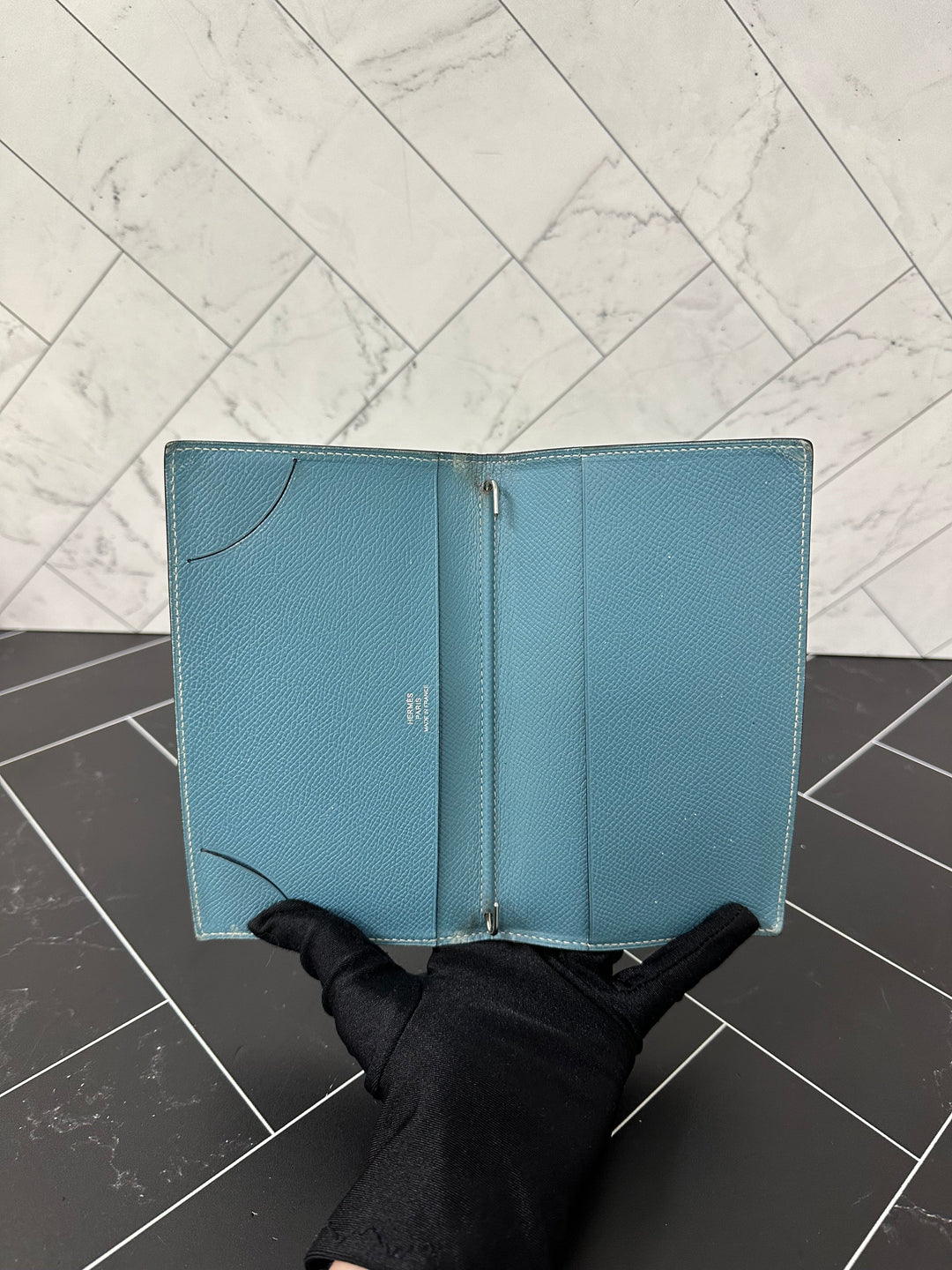 Hermes Baby Blue Leather Passport Holder