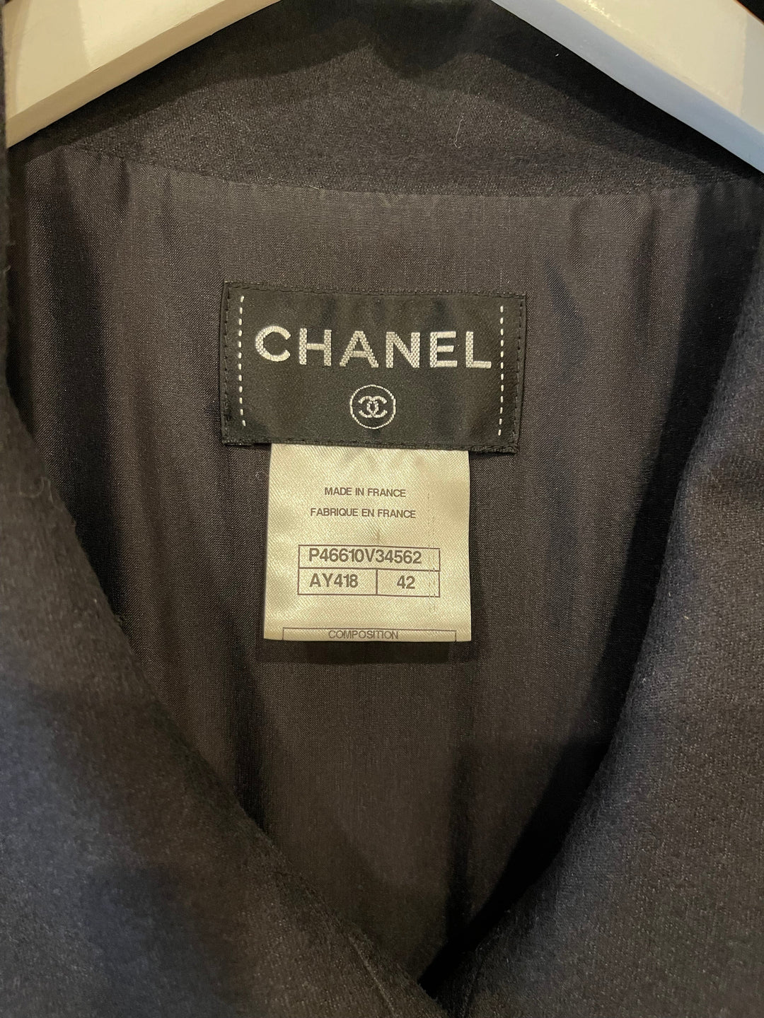 Top Quality Chanel Charcoal Wool Trench Coat with CC Logo Buttons Detailing Size FR 42 (UK 14)