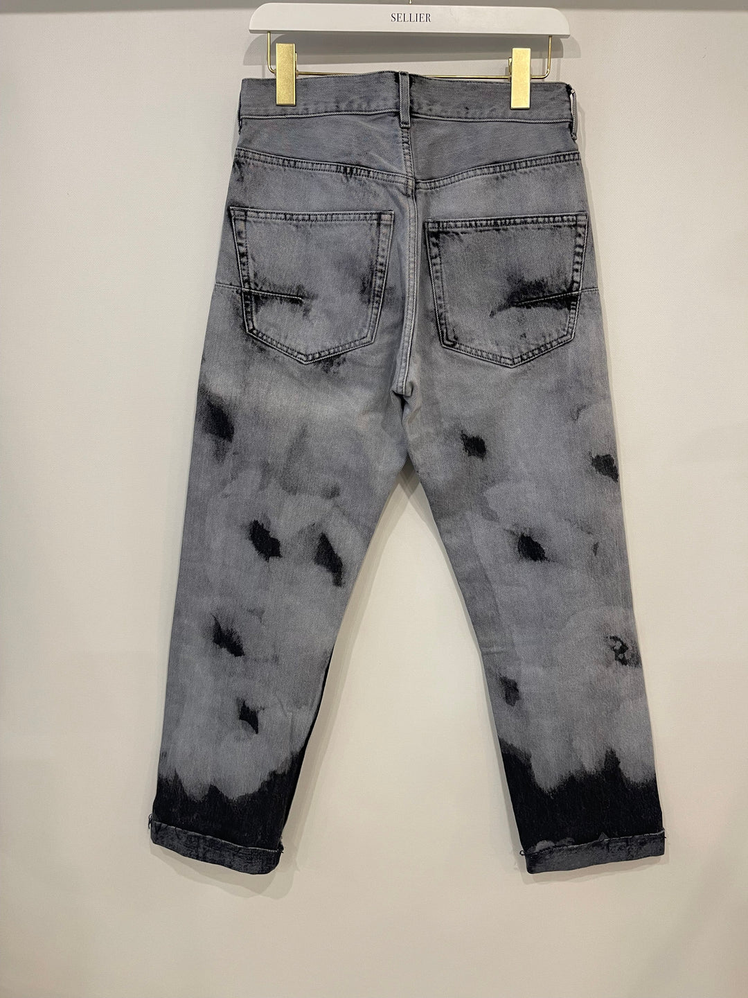 Christian Top quality Dior 01 Grey and Black Straight Leg Tie-Dye Jeans Size FR 34 (UK 6)