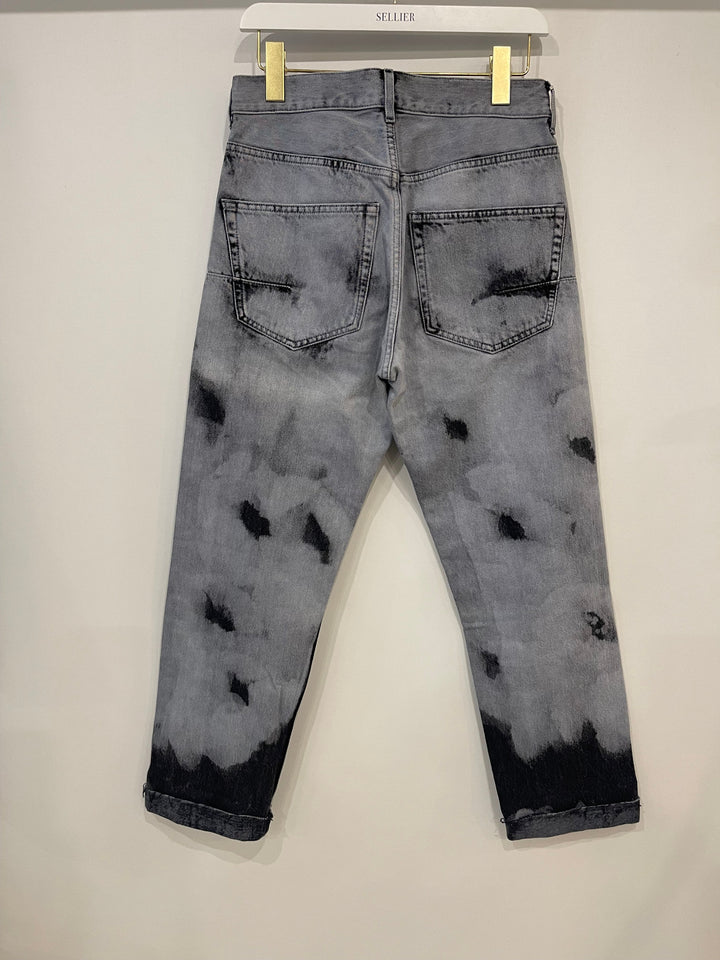 Christian Top quality Dior 01 Grey and Black Straight Leg Tie-Dye Jeans Size FR 34 (UK 6)
