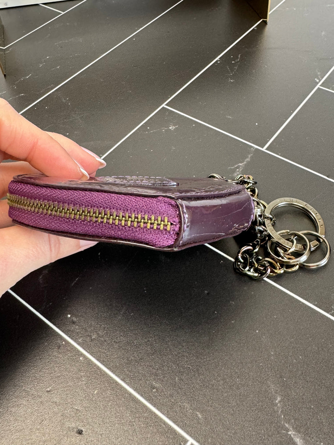 Burberry Purple Patent Leather Heart Pouch