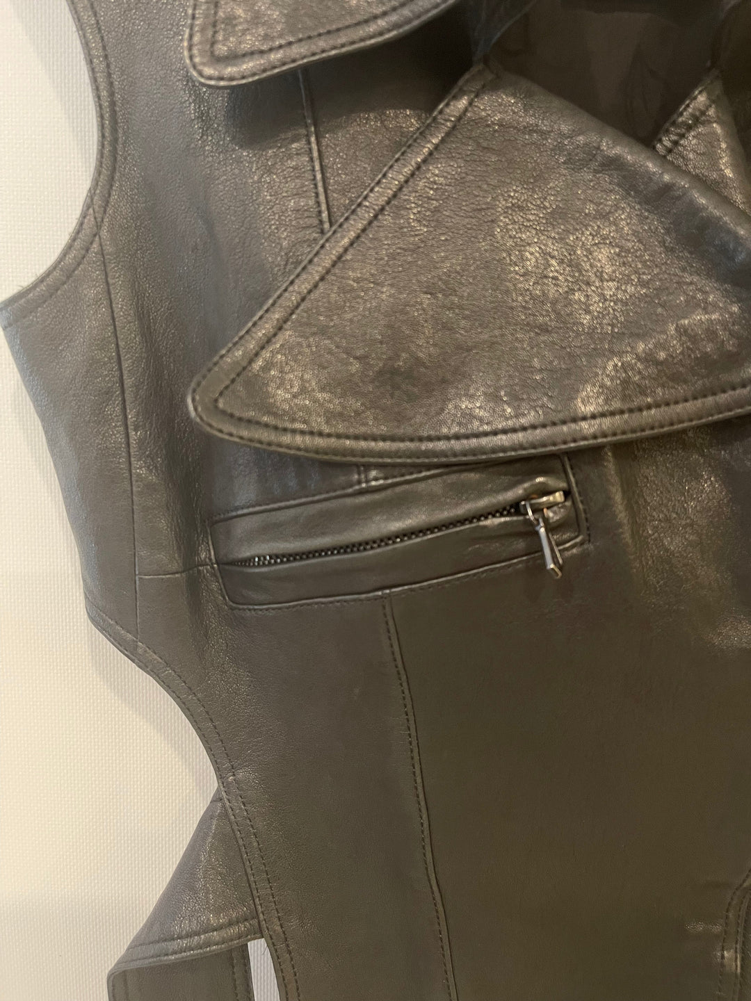 Top Quality Chanel 12P Black Asymmetric Lambskin Leather Gilet with Belt Size FR 36 (UK 8) RRP ¬£5,500