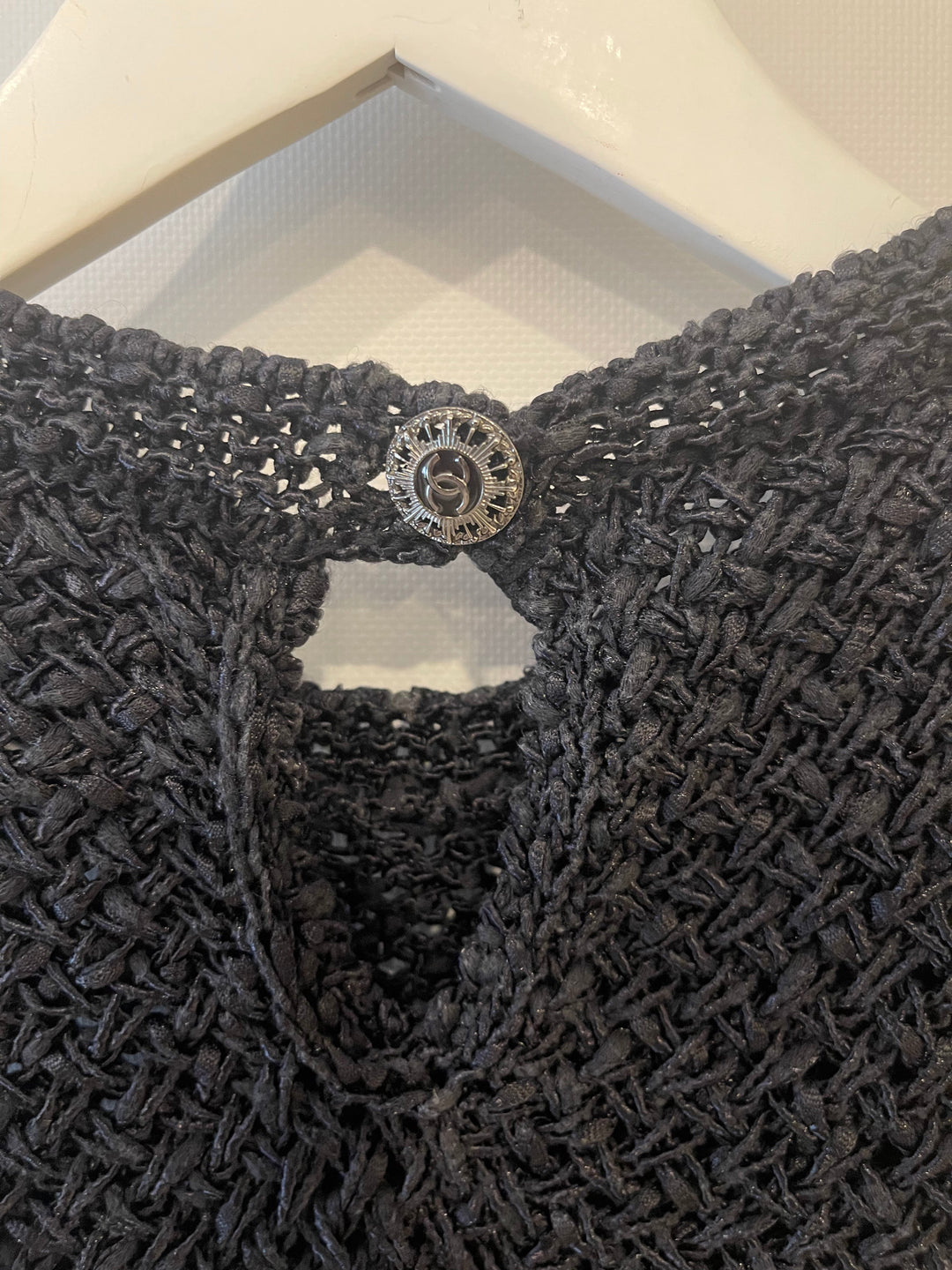 Top Quality Chanel Black Crochet Sleeveless Mini Dress Size FR 36 (UK 8)