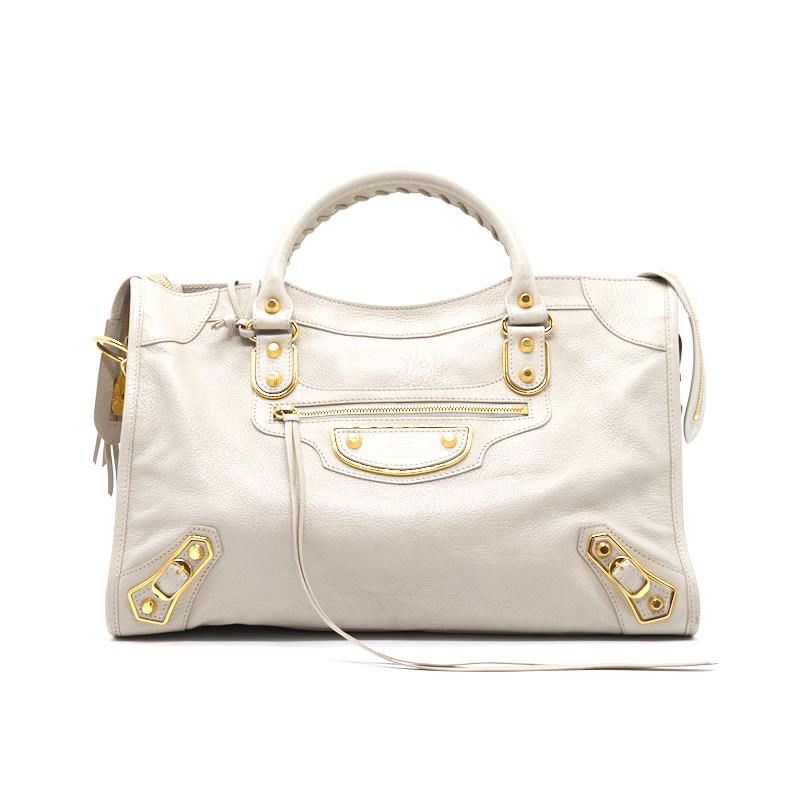 Top Quality Balenciaga Classic Metallic Edge City White