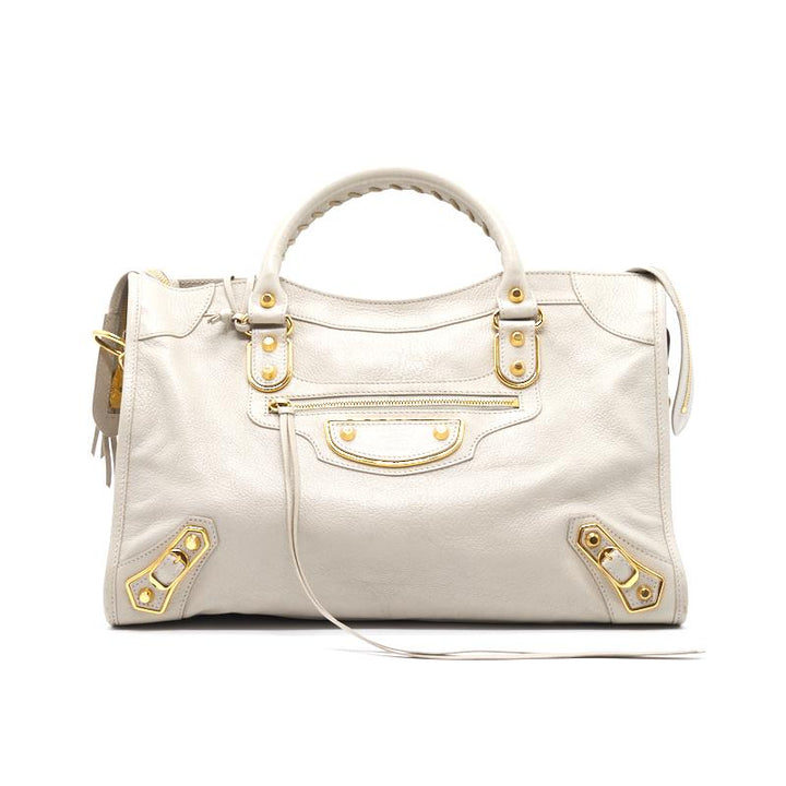 Top Quality Balenciaga Classic Metallic Edge City White