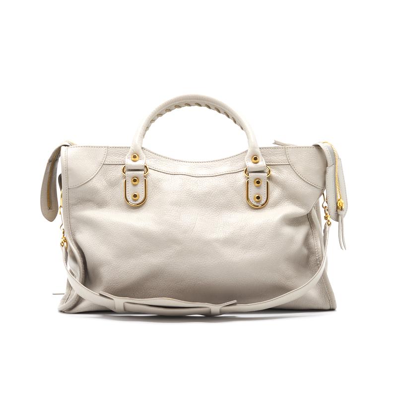 Top Quality Balenciaga Classic Metallic Edge City White