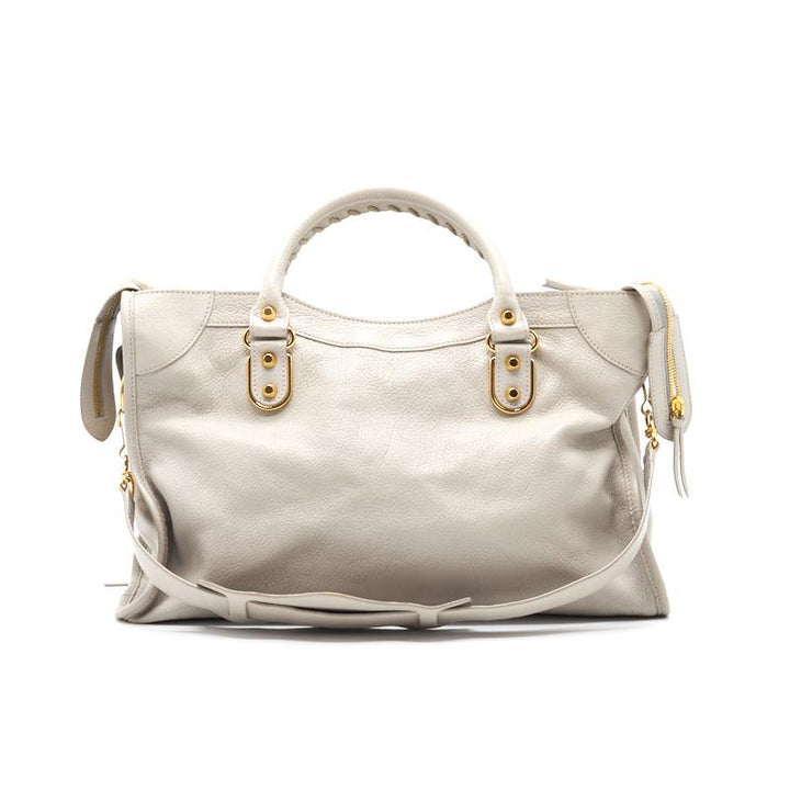 Top Quality Balenciaga Classic Metallic Edge City White