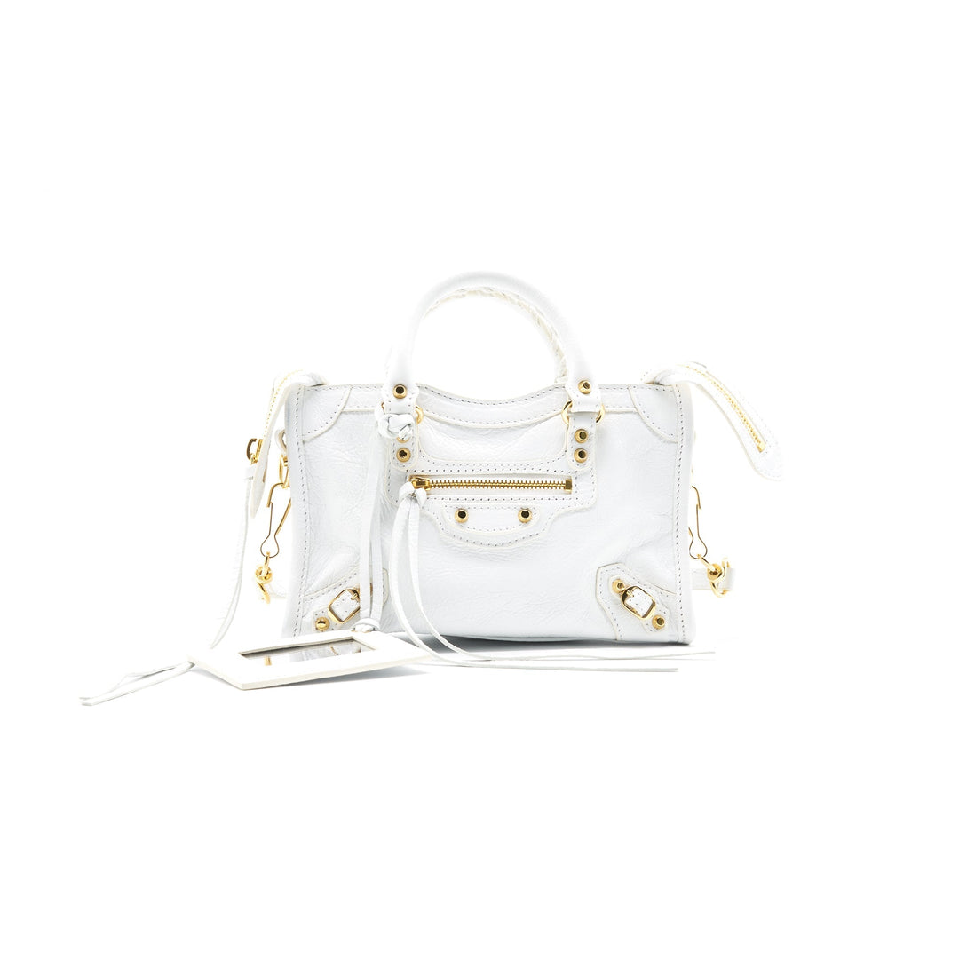 Top Quality Balenciaga Nano City Bag white with GHW