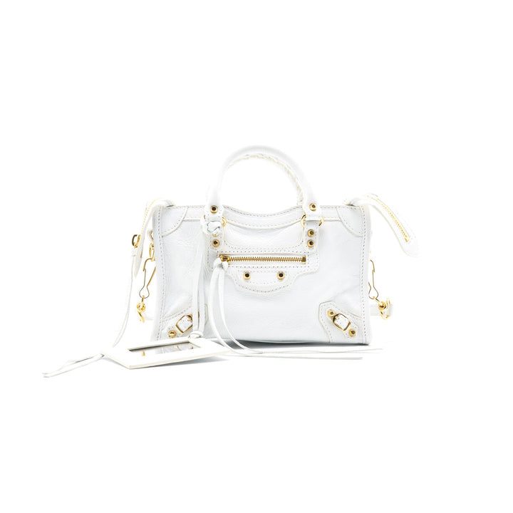 Top Quality Balenciaga Nano City Bag white with GHW
