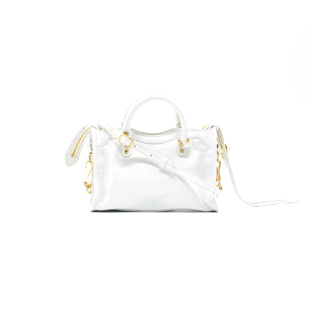 Top Quality Balenciaga Nano City Bag white with GHW