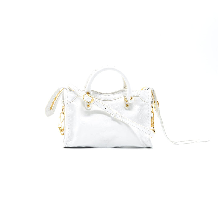Top Quality Balenciaga Nano City Bag white with GHW