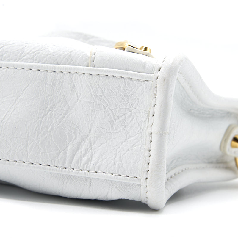 Top Quality Balenciaga Nano City Bag white with GHW