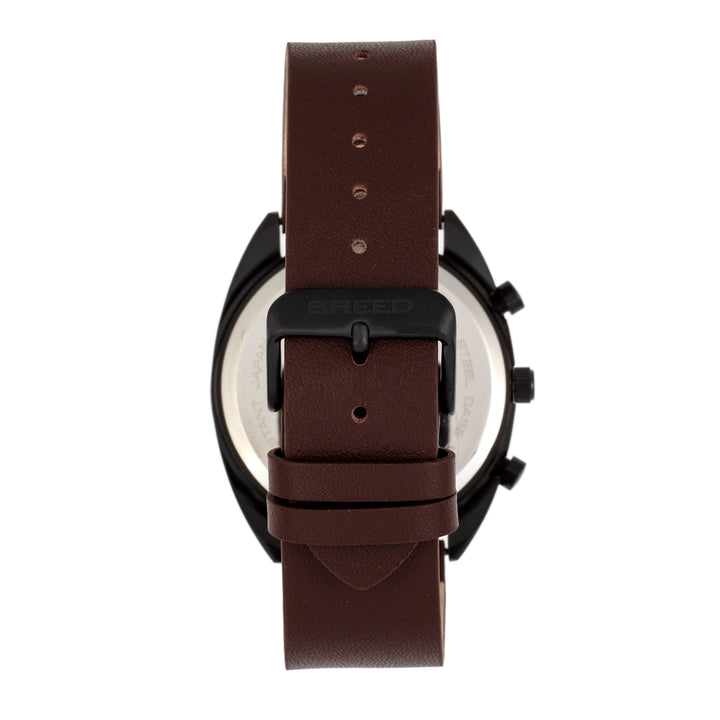 Breed Racer Chronograph Leather-Band Watch w/Date - Black/Maroon