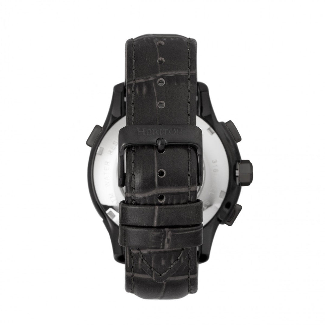 Heritor Automatic Hudson Semi-Skeleton Leather-Band Watch w/Day/Date