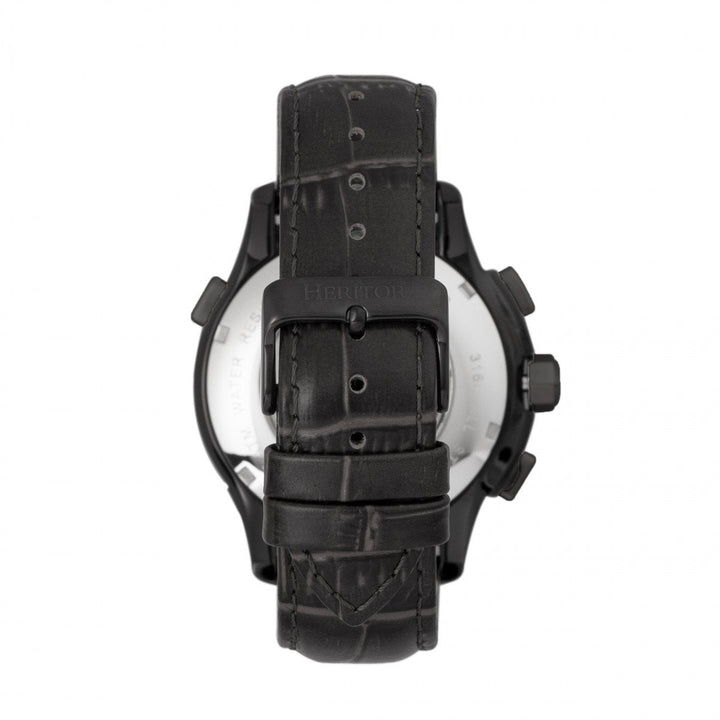 Heritor Automatic Hudson Semi-Skeleton Leather-Band Watch w/Day/Date