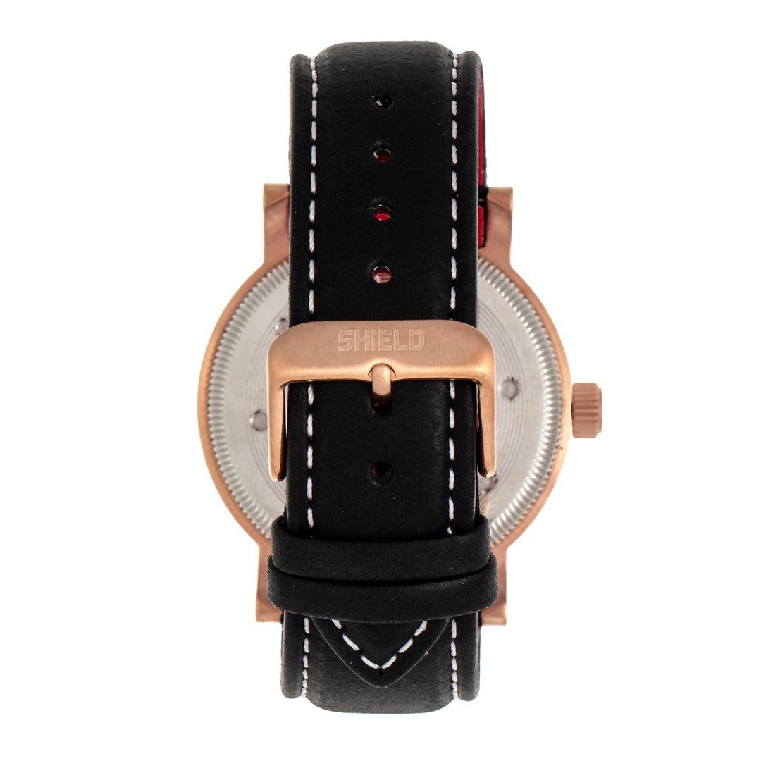 Shield Gilliam Leather-Band Men's Diver Watch - Rose Gold/Black