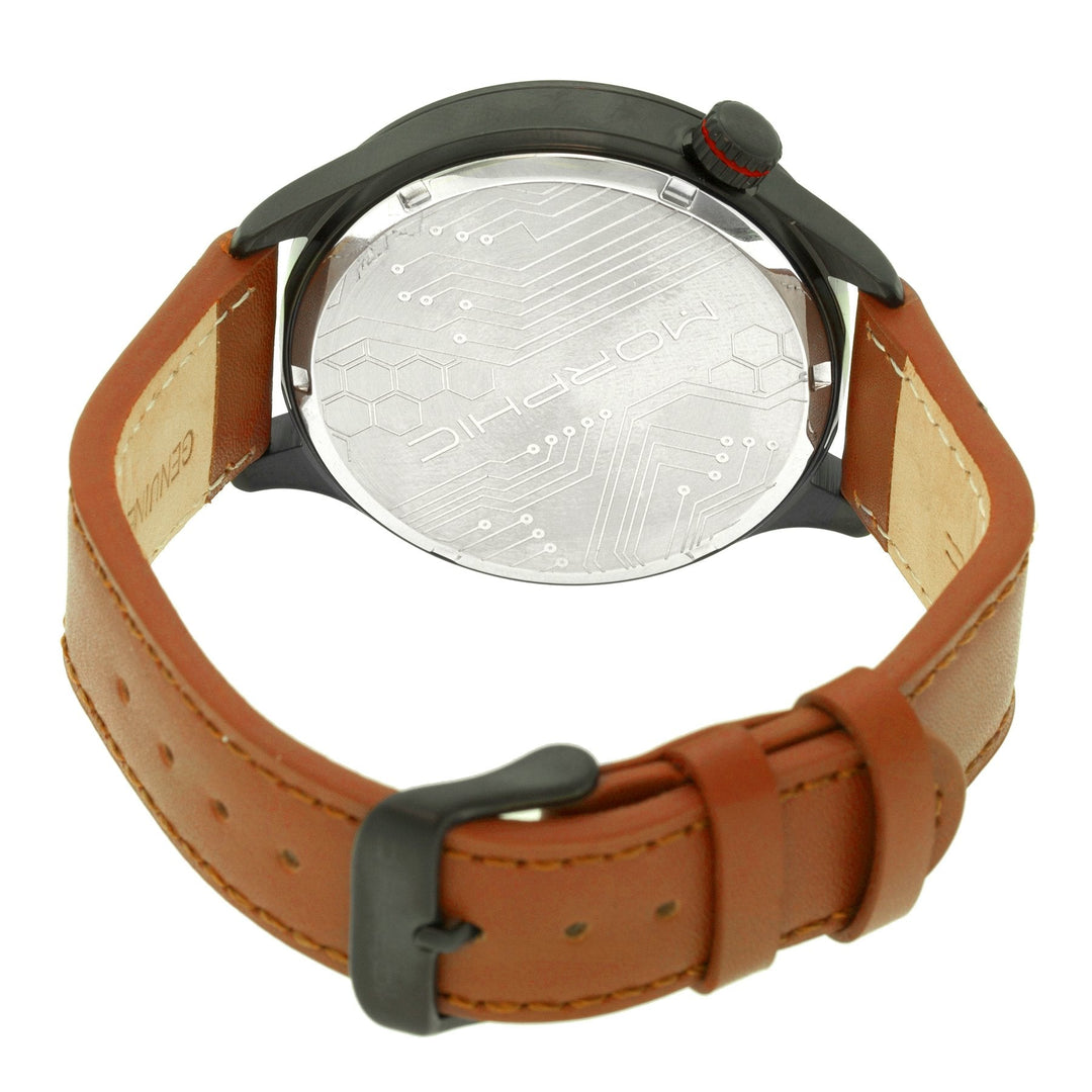 Morphic M44 Series Dual-Time Leather-Band Watch w/ Retrograde Date