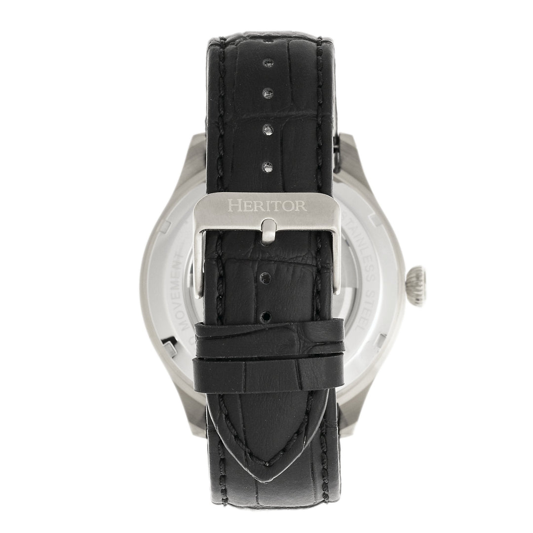 Heritor Automatic Gregory Semi-Skeleton Leather-Band Watch
