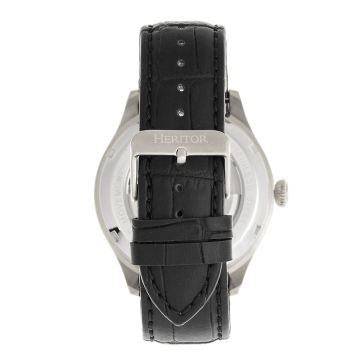 Heritor Automatic Gregory Semi-Skeleton Leather-Band Watch