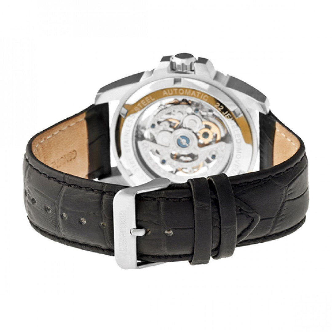 Heritor Automatic Armstrong Skeleton Leather-Band Watch