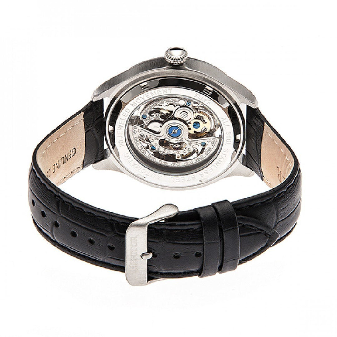Heritor Automatic Odysseus Leather-Band Skeleton Watch